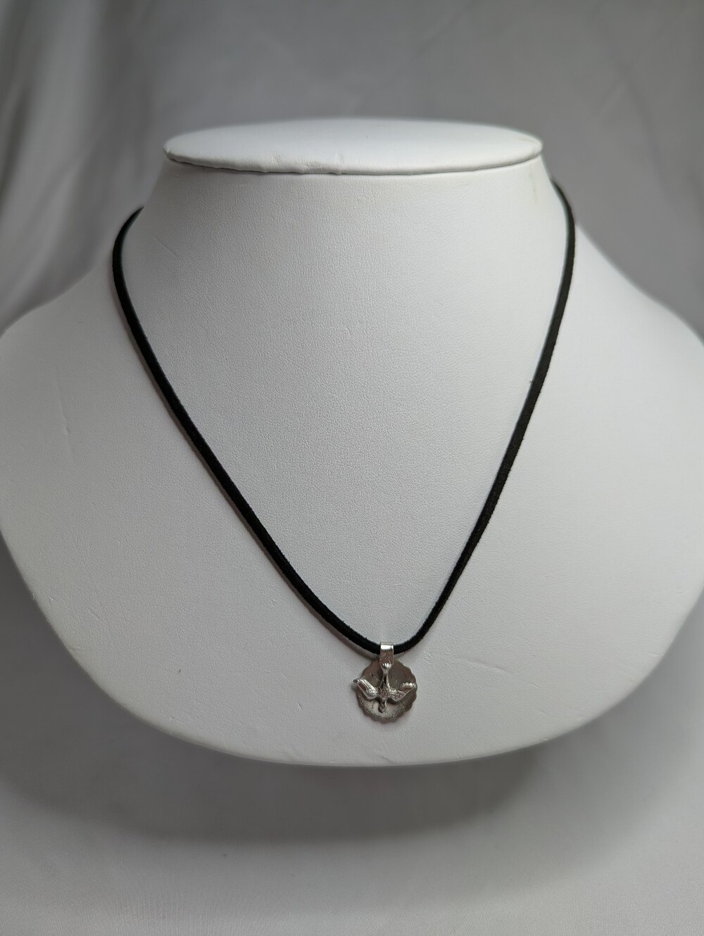 Sterling Plated Swallow Bird Pendant Necklace on Black Cord